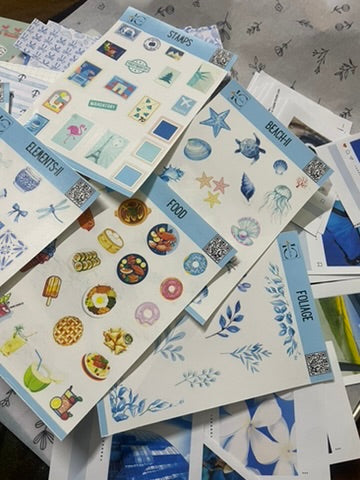 blue journaling stickers