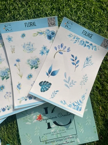 blue journaling stickers