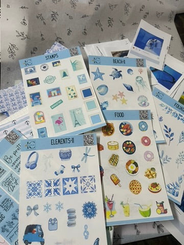 blue journaling stickers