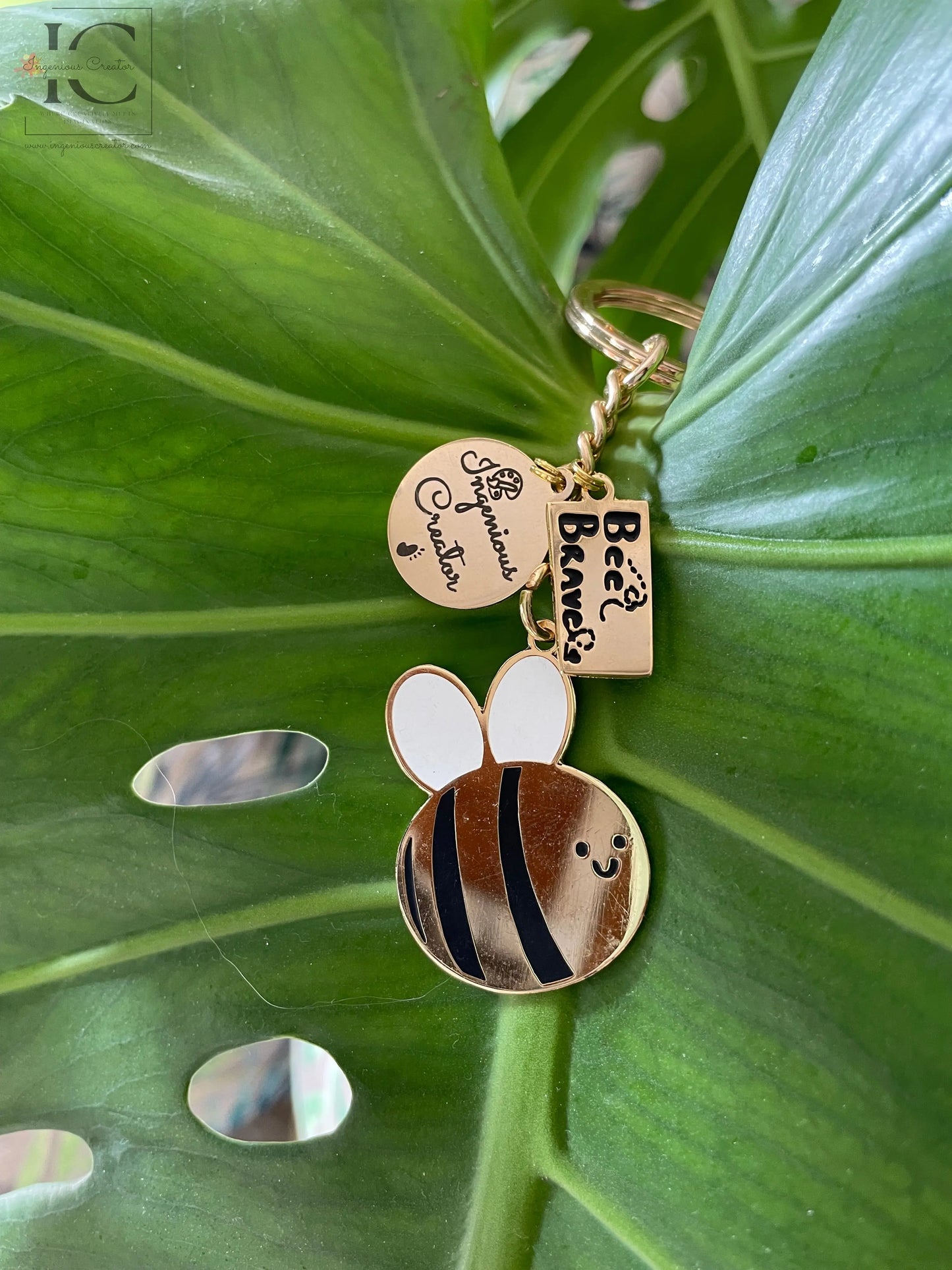 Bee Brave Enamel Keychain - Ingenious Creator's Store