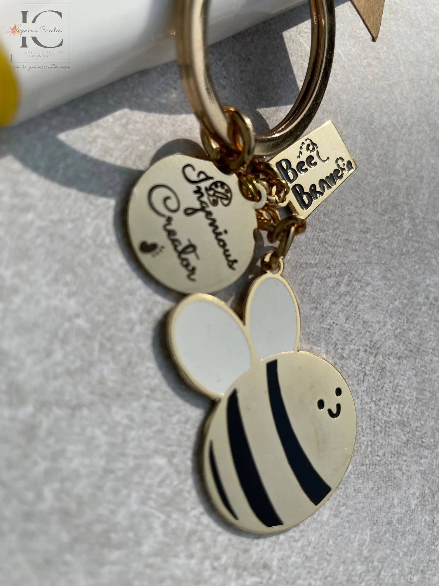 Bee Brave Enamel Keychain - Ingenious Creator's Store