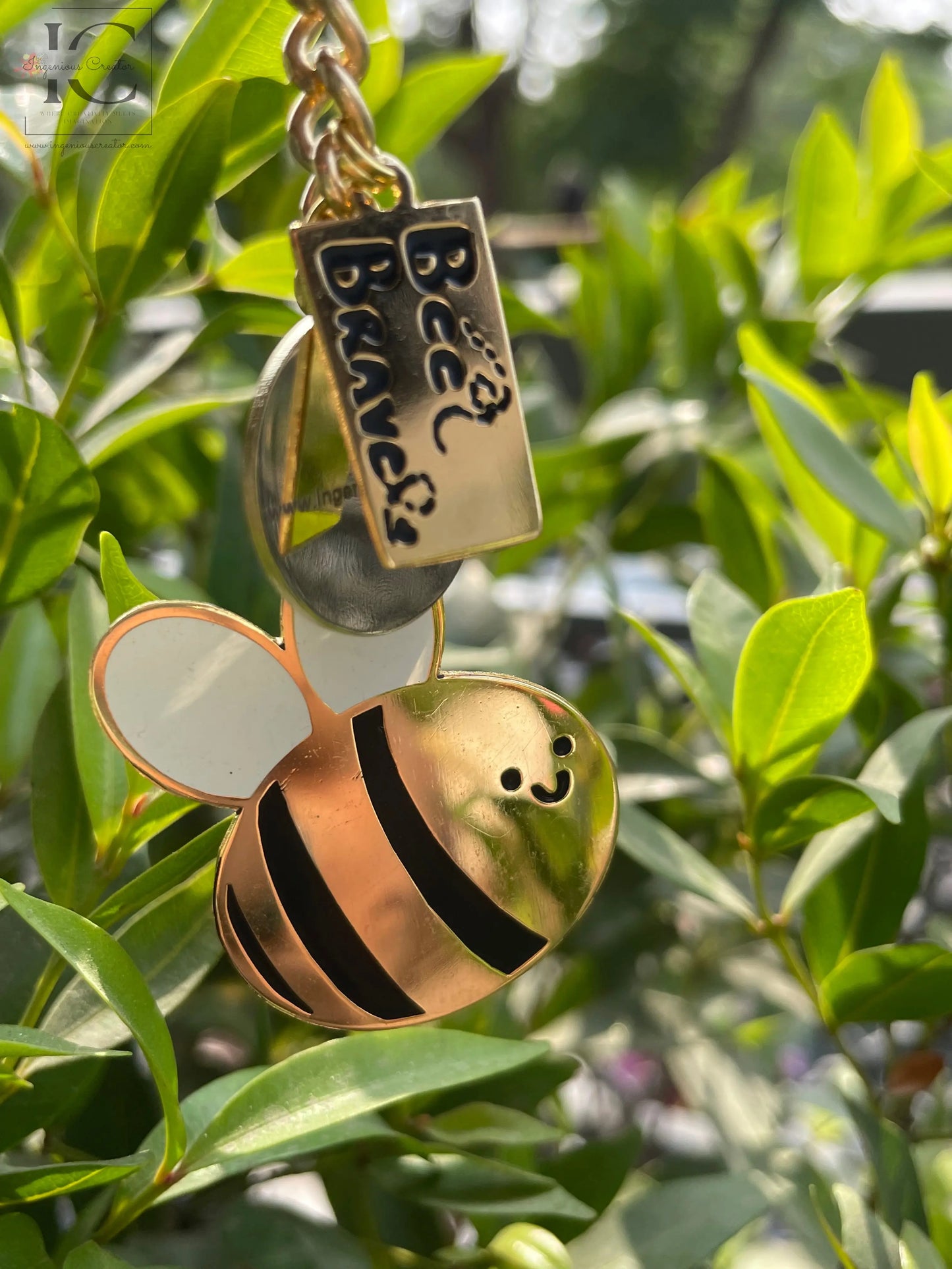 Bee Brave Enamel Keychain - Ingenious Creator's Store