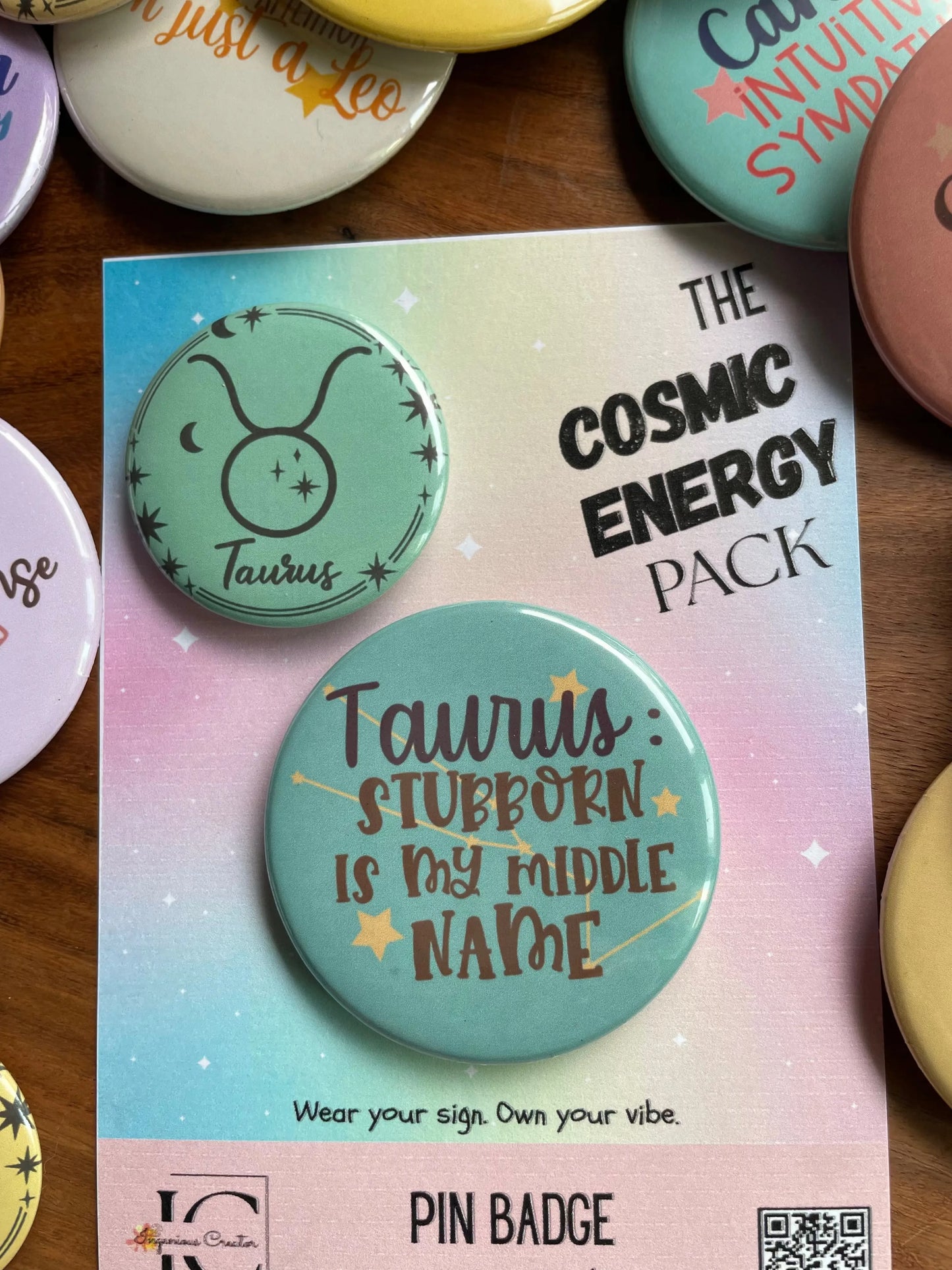 Cosmic Energy (ZODIAC) Pack: Pin Badge Pack of two.