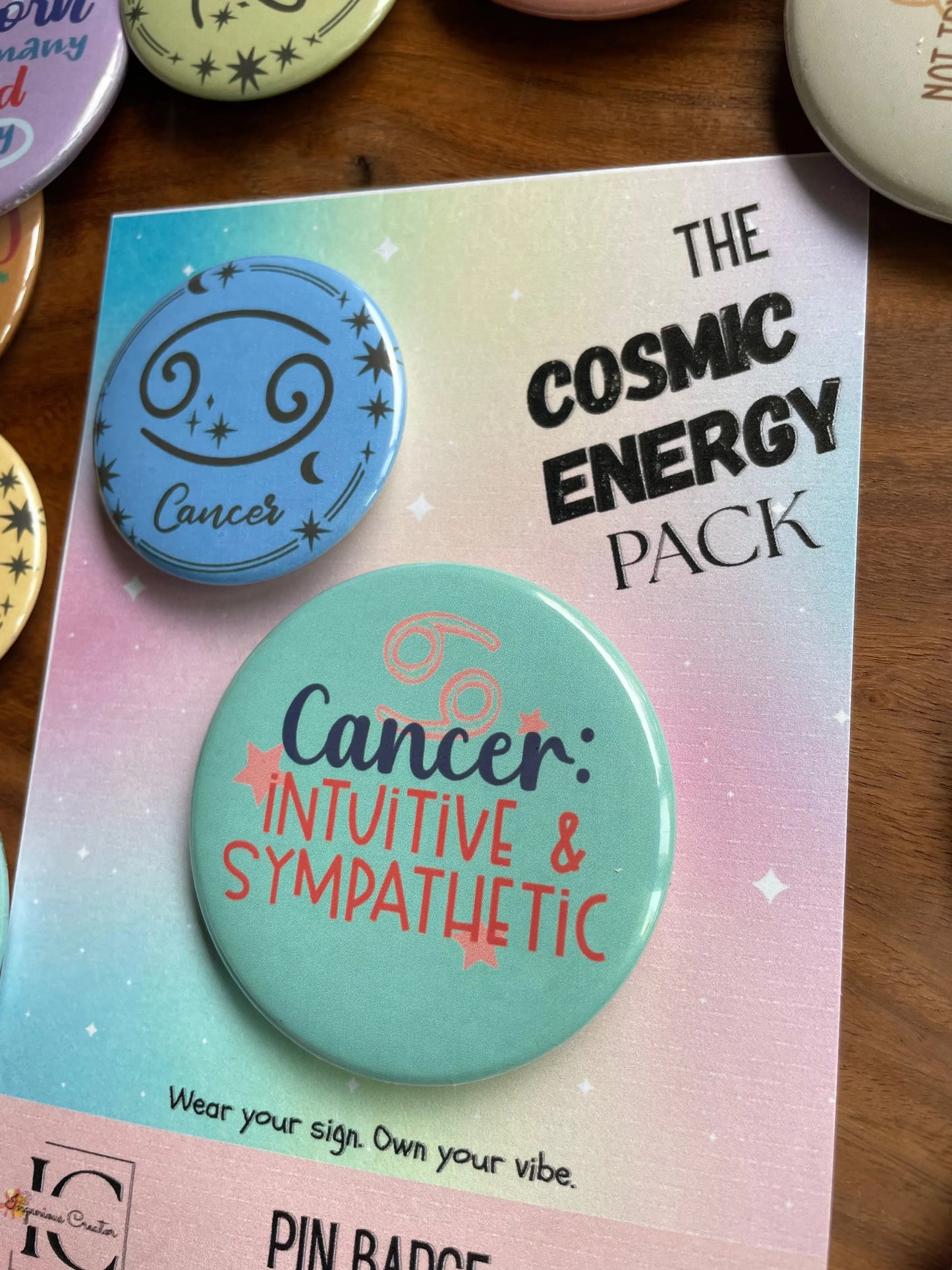 Cosmic Energy (ZODIAC) Pack: Pin Badge Pack of two.