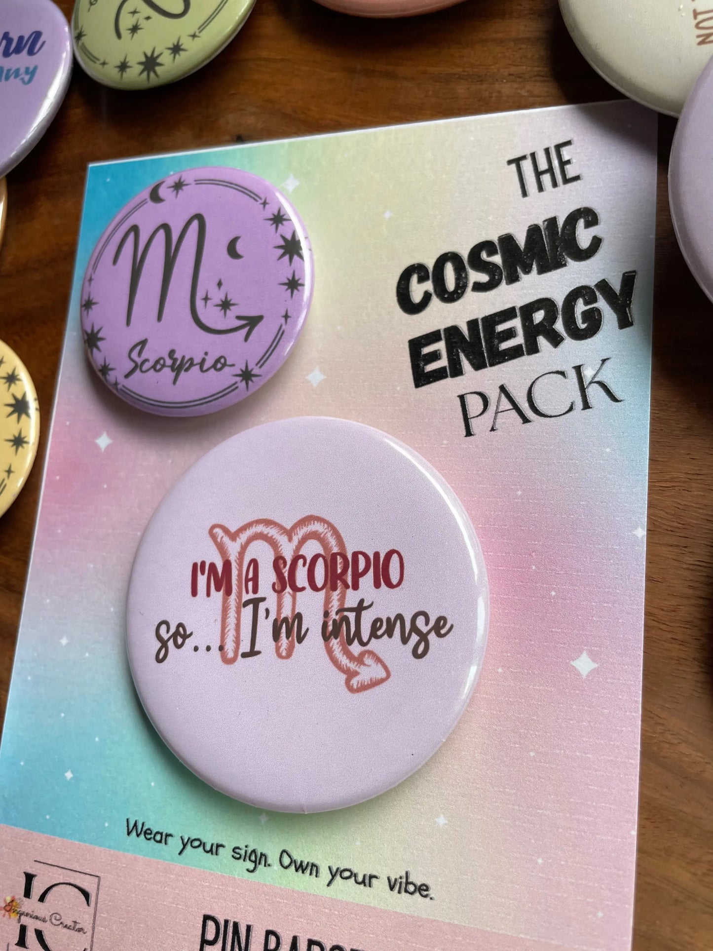 Cosmic Energy (ZODIAC) Pack: Pin Badge Pack of two.