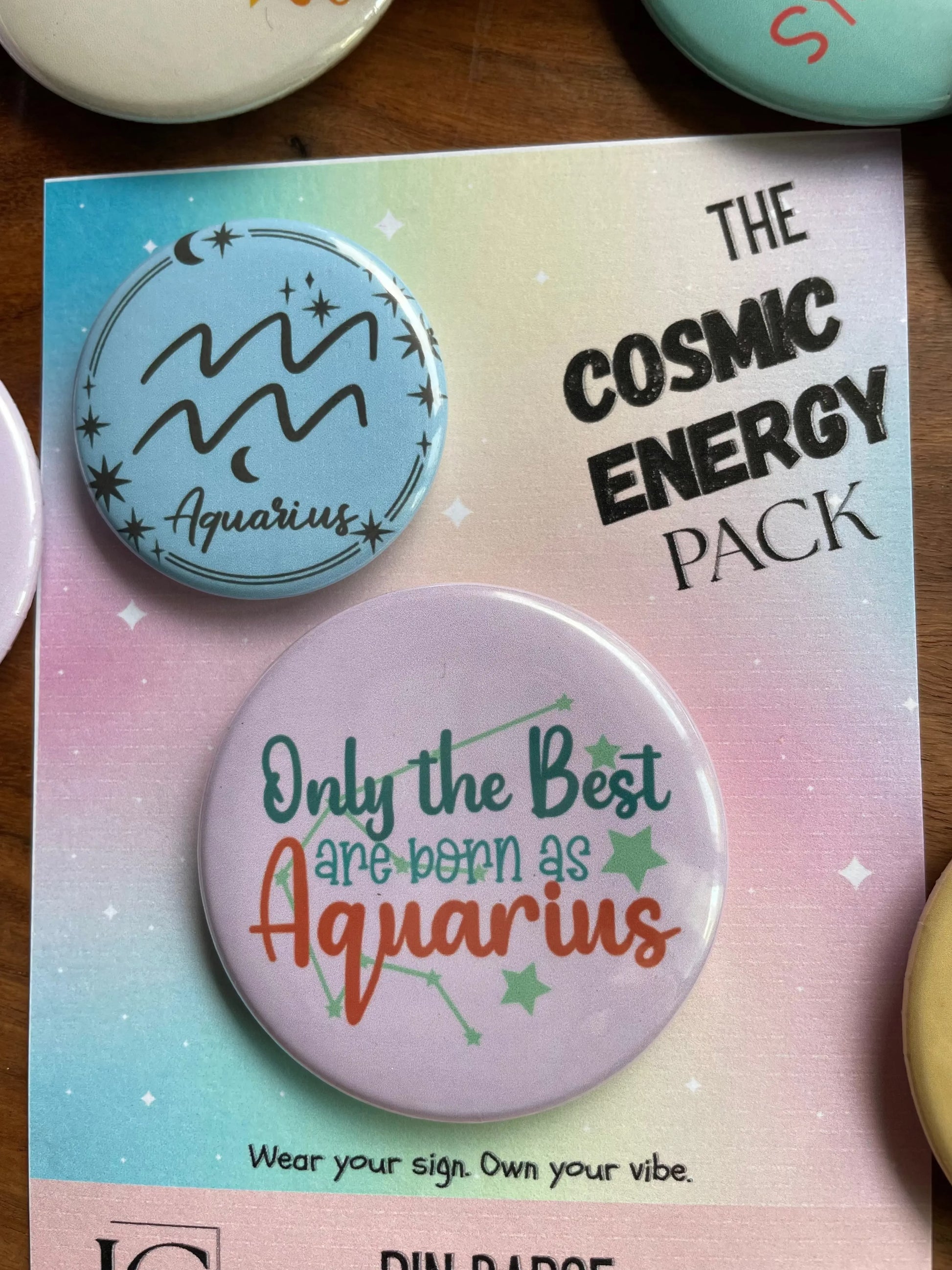 Cosmic Energy (ZODIAC) Pack: Pin Badge Pack of two.