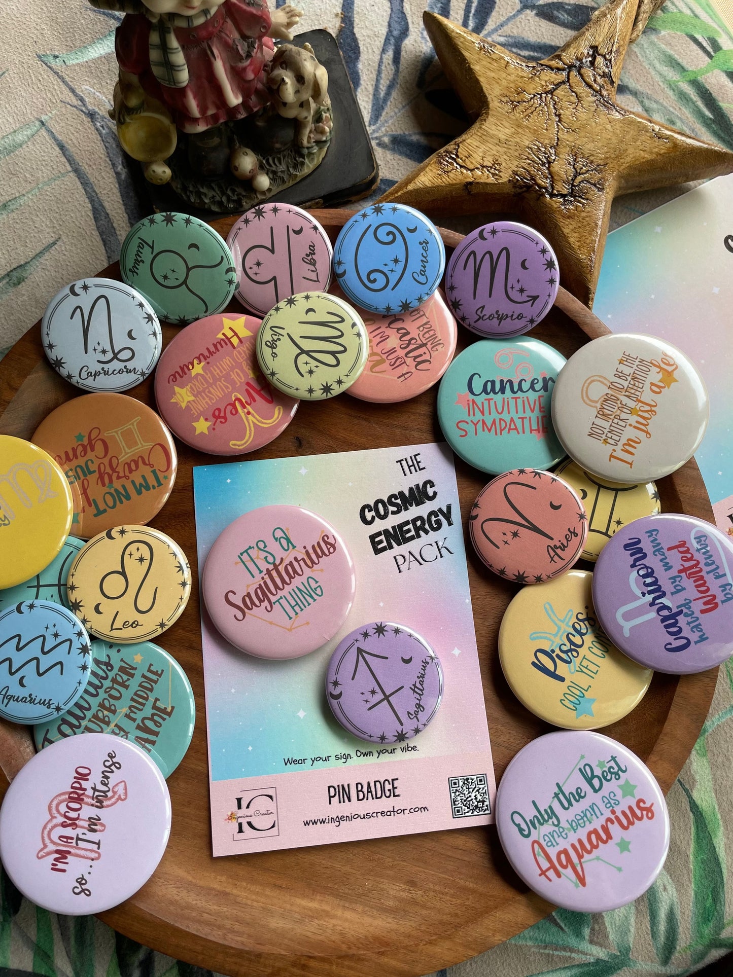 Cosmic Energy (ZODIAC) Pack: Pin Badge Pack of two.