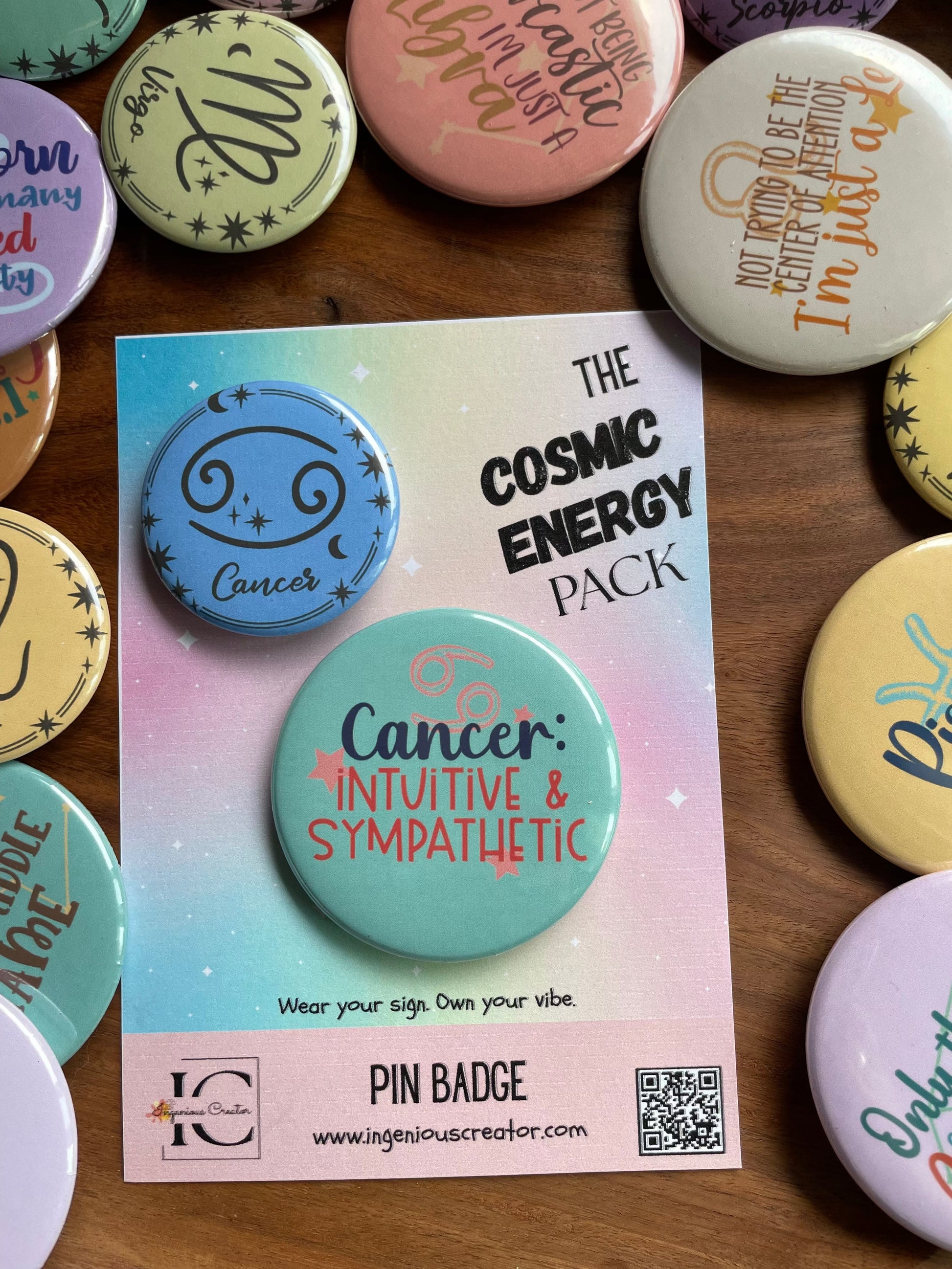 Cosmic Energy (ZODIAC) Pack: Pin Badge Pack of two.