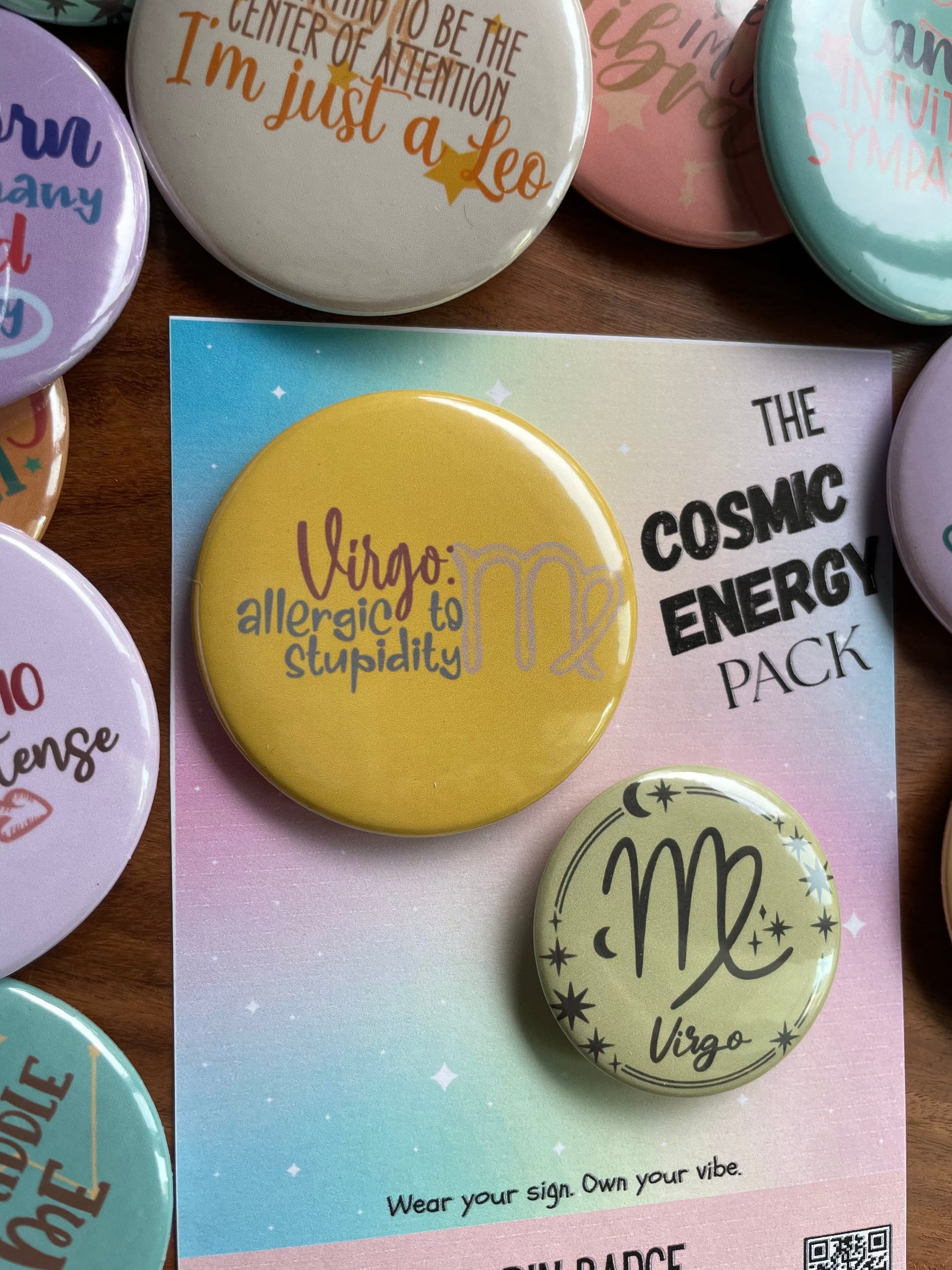 Cosmic Energy (ZODIAC) Pack: Pin Badge Pack of two.