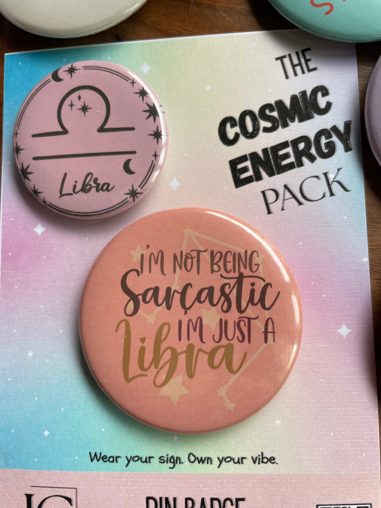 Cosmic Energy (ZODIAC) Pack: Pin Badge Pack of two.