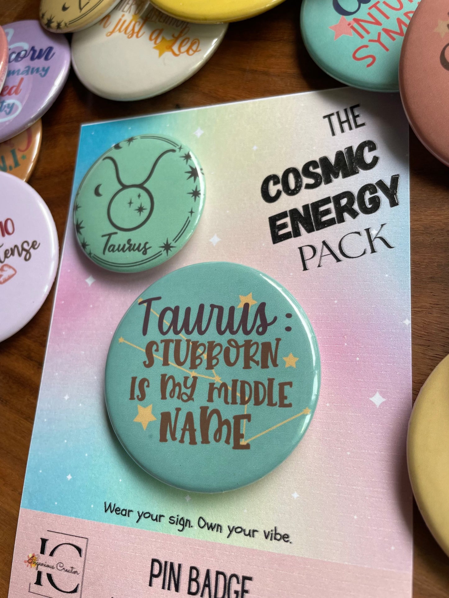 Cosmic Energy (ZODIAC) Pack: Pin Badge Pack of two.