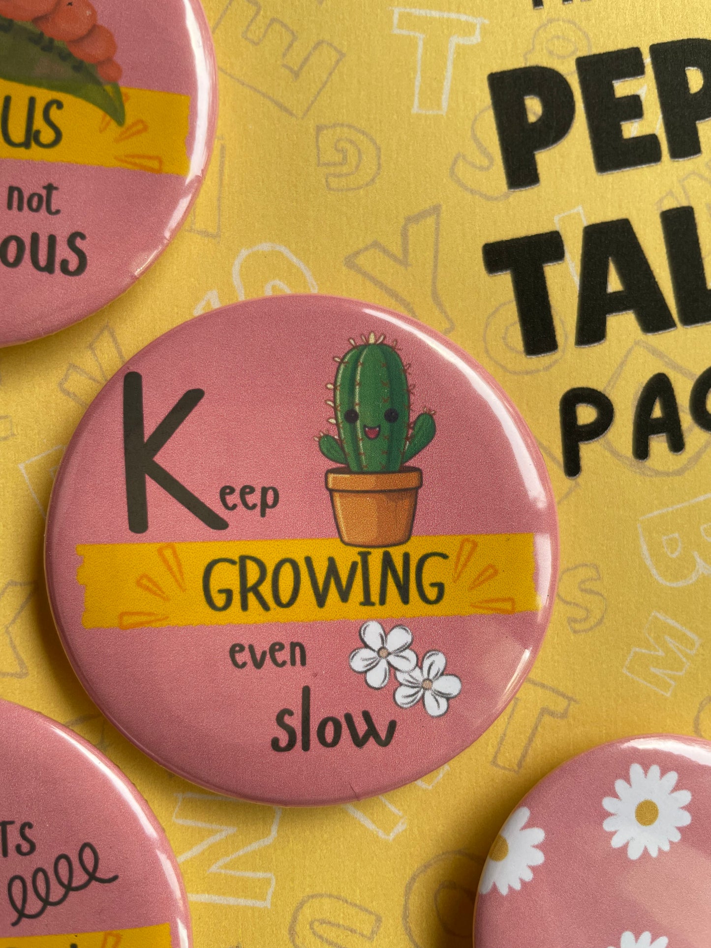 Tiny Pep Talk Pack: Pin Badge Pack of four.