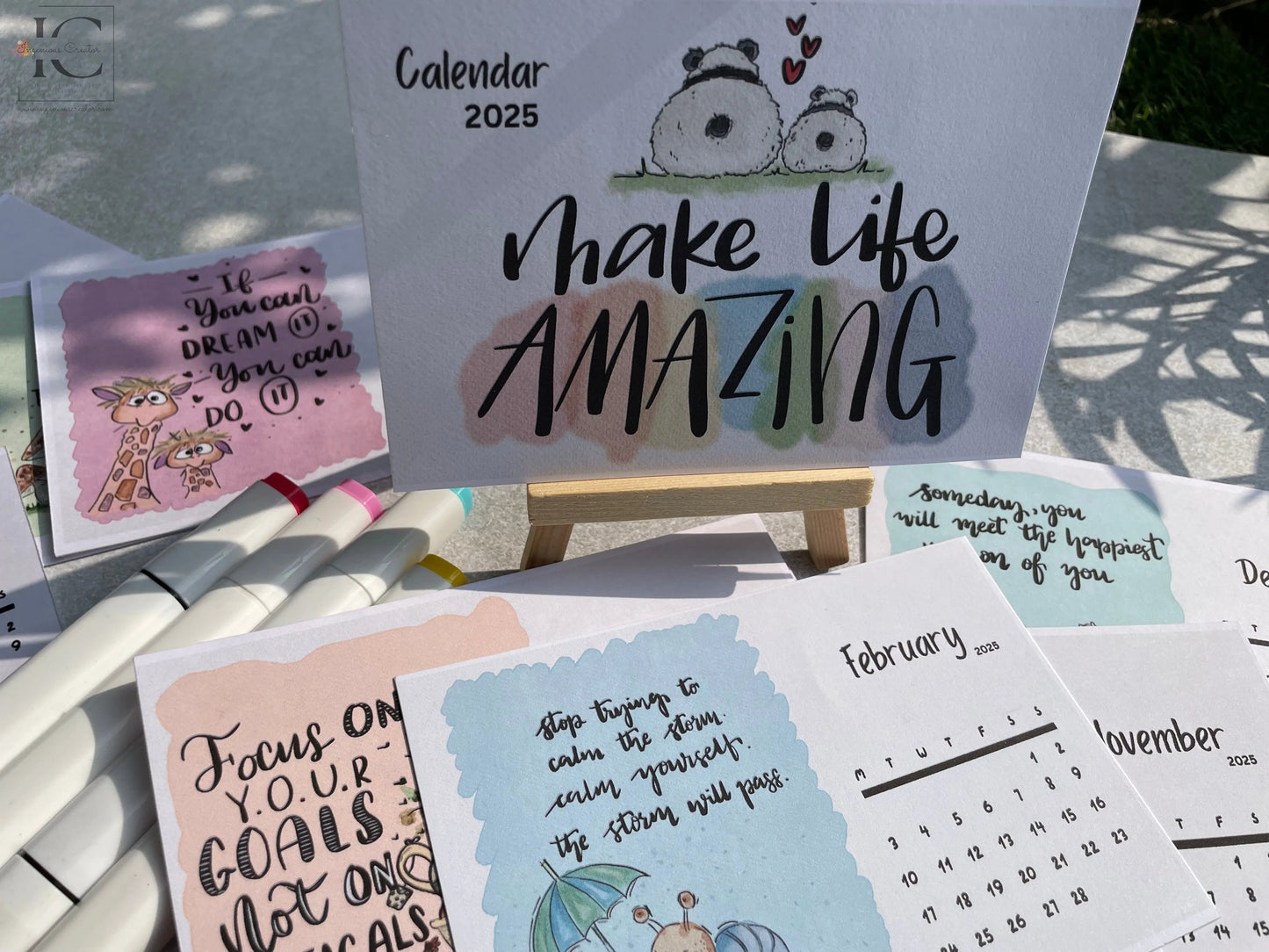 Positive Affirmations Monthly Planner Calendar 2025, Calendar Sticker Tabs for planner and Cute Enamel Key Chain - Ingenious Creator's Store