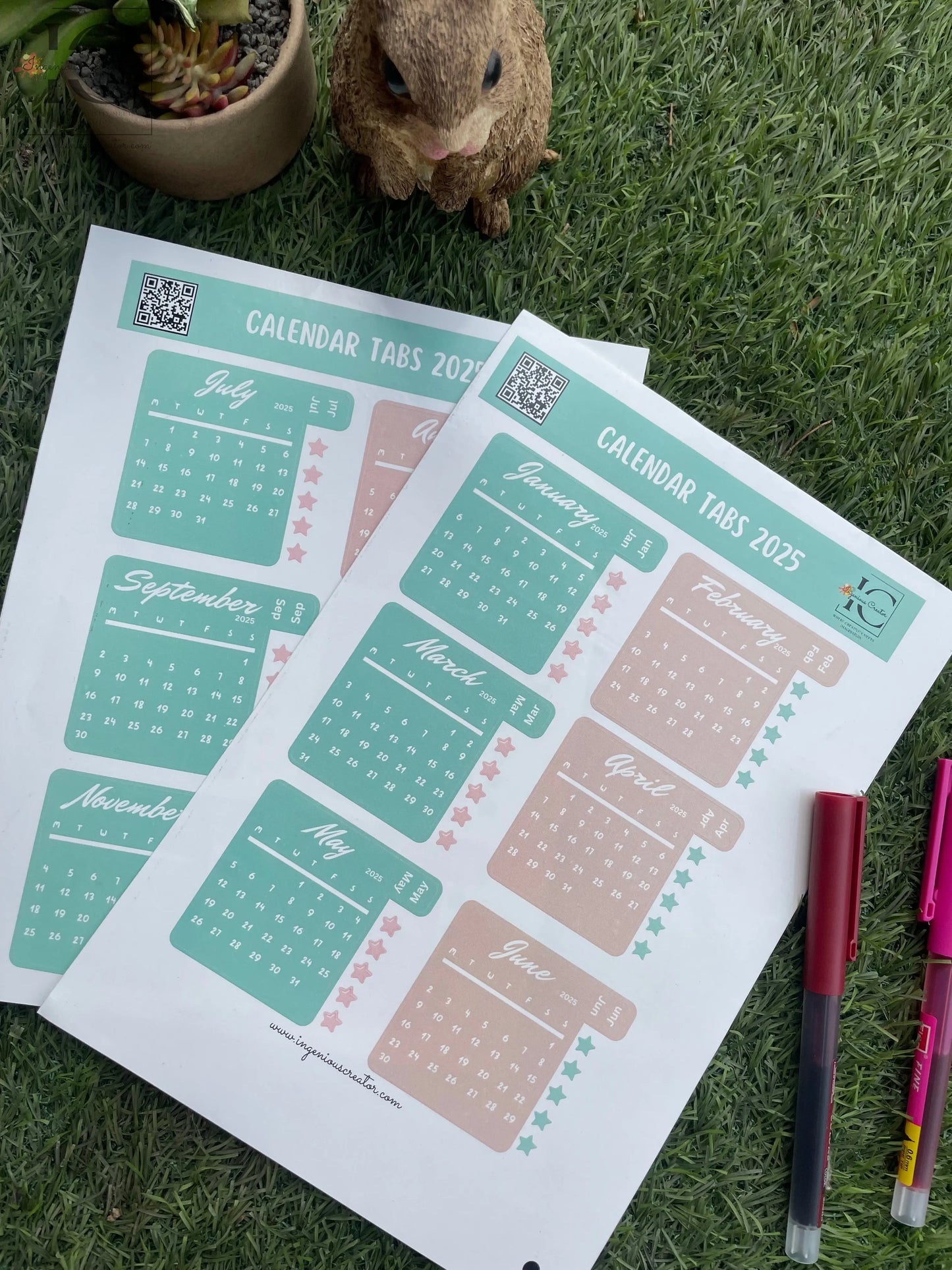 Positive Affirmations Monthly Planner Calendar 2025, Calendar Sticker Tabs for planner and Cute Enamel Key Chain - Ingenious Creator's Store