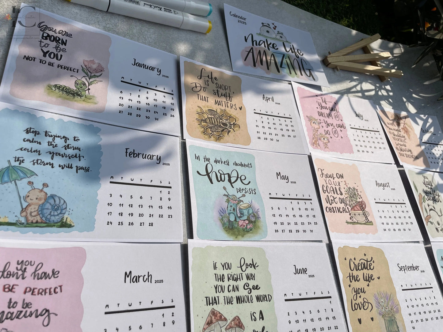 Positive Affirmations Monthly Planner Calendar 2025, Calendar Sticker Tabs for planner and Cute Enamel Key Chain - Ingenious Creator's Store