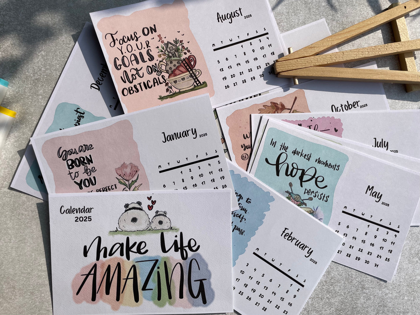 Positive Affirmations Monthly Planner Calendar 2025, Calendar Sticker Tabs for planner and Cute Enamel Key Chain - Ingenious Creator's Store