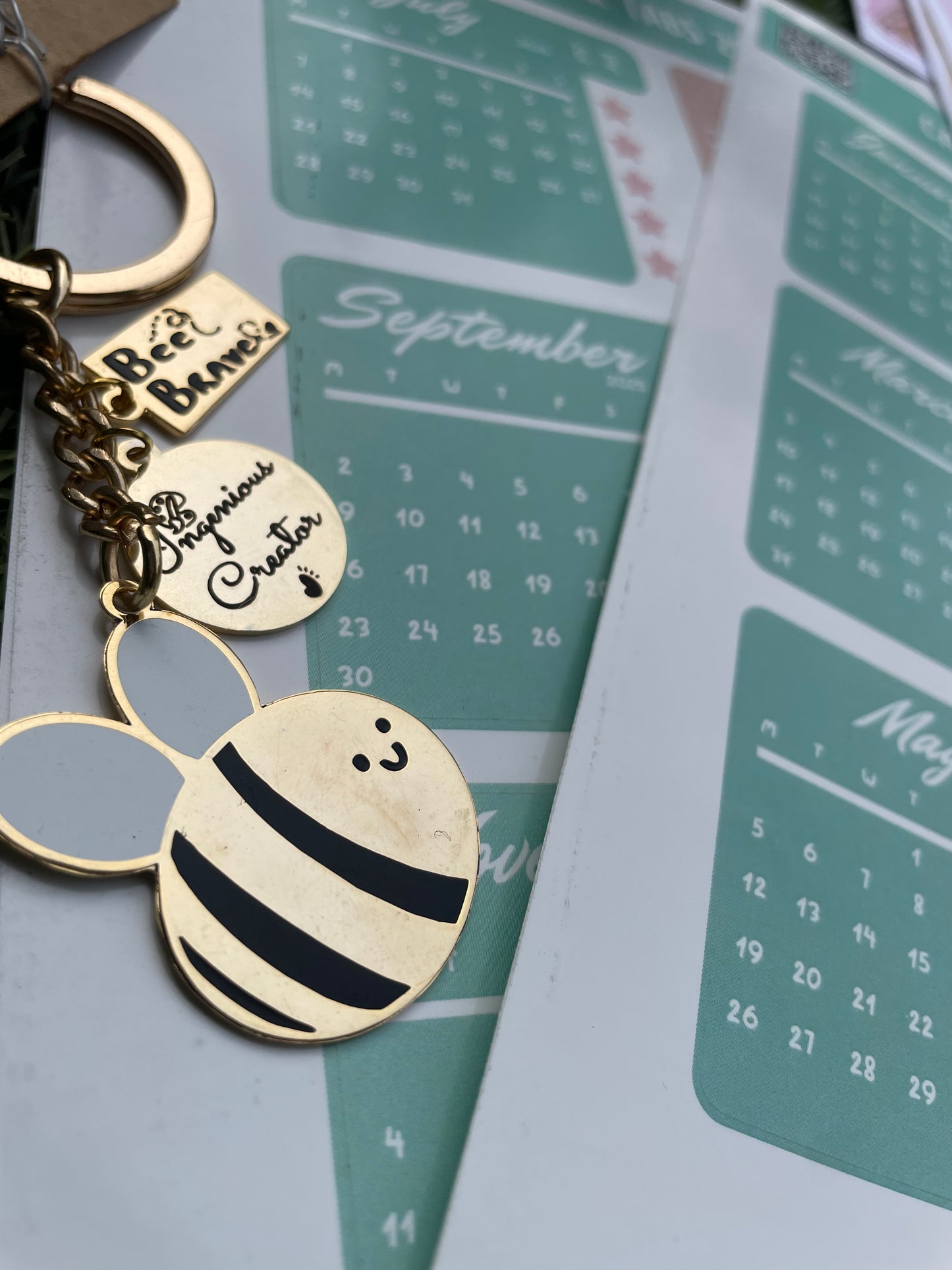 Positive Affirmations Monthly Planner Calendar 2025, Calendar Sticker Tabs for planner and Cute Enamel Key Chain - Ingenious Creator's Store
