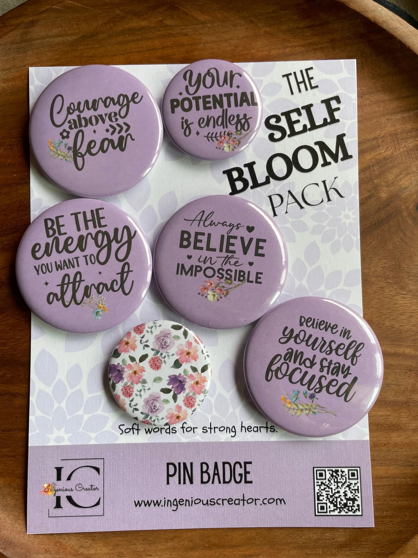 Self Bloom Pack: Pin Badge Pack of Six.