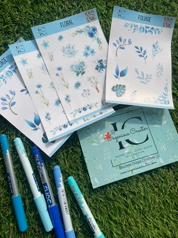 blue journaling stickers