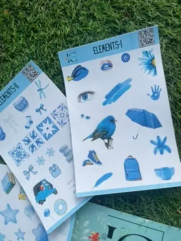 Blue Muse Journaling Stickers – Elements (3 Sheets) 