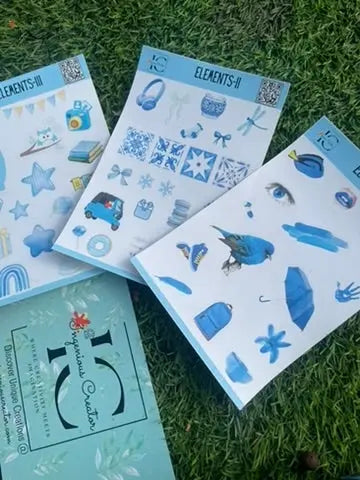 Blue Muse Journaling Stickers – Elements (3 Sheets) 