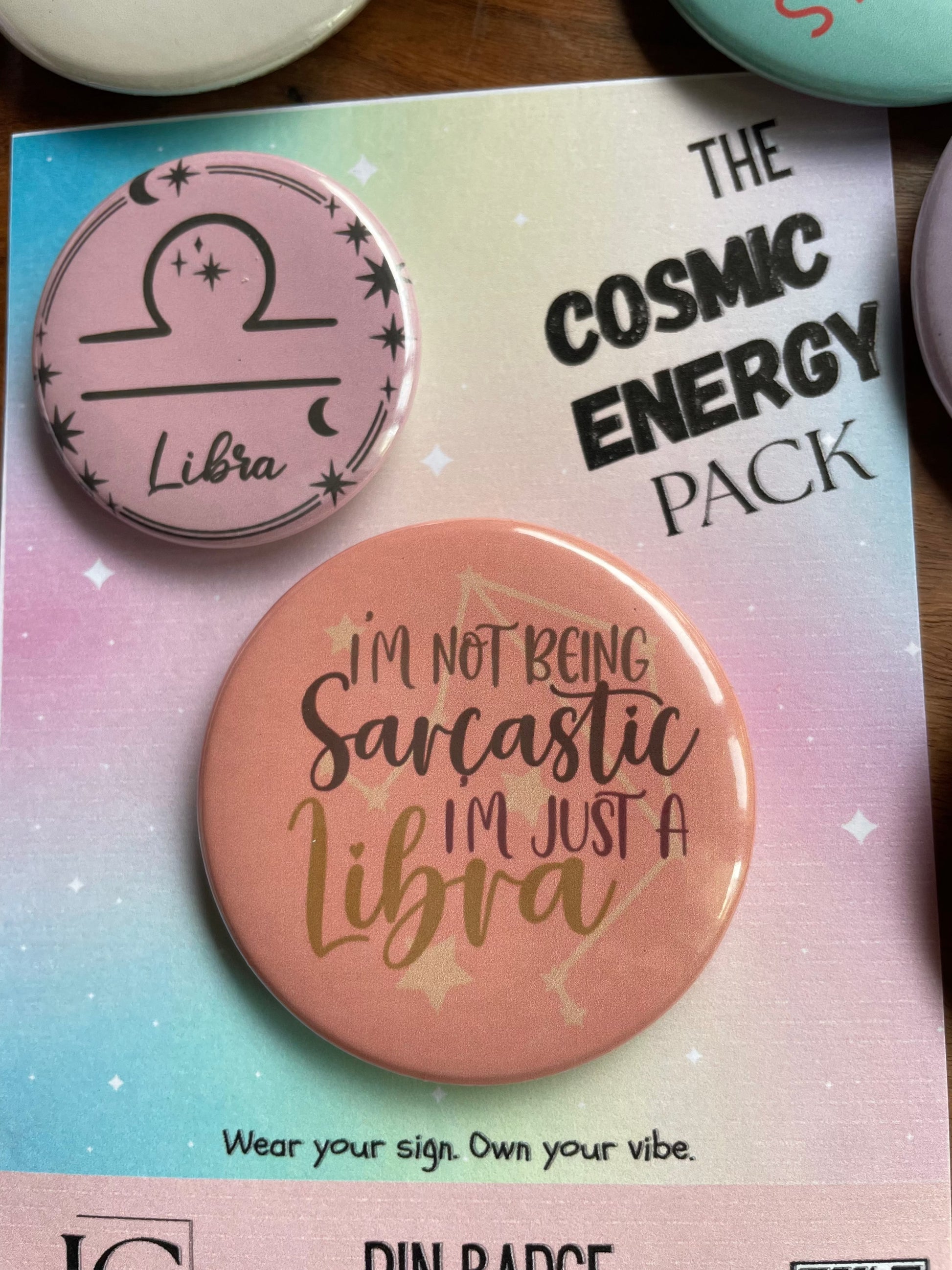 Cosmic Energy (ZODIAC) Pack: Pin Badge Pack of two. 