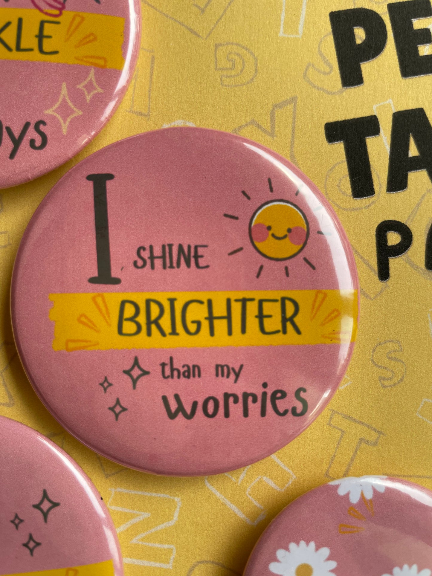 Tiny Pep Talk Pack: Pin Badge Pack of four.