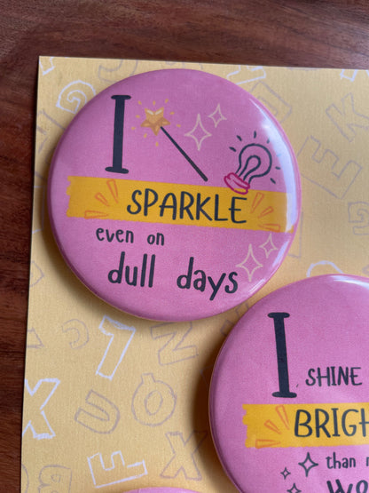 Tiny Pep Talk Pack: Pin Badge Pack of four.