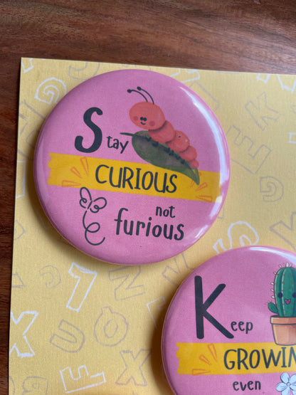 Tiny Pep Talk Pack: Pin Badge Pack of four.