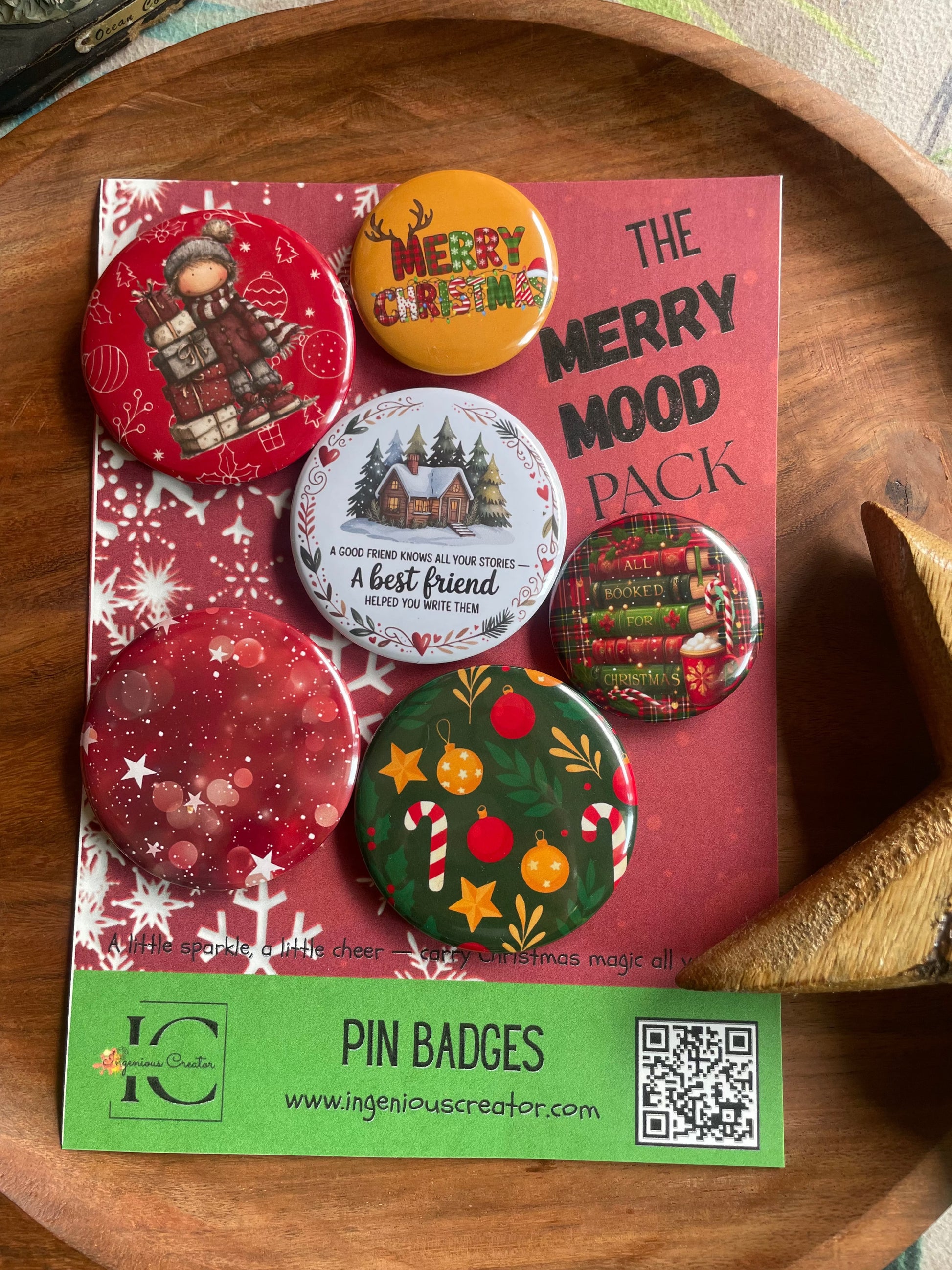 The Merry Mood Christmas Pack: Pin Badge Pack of Six. 