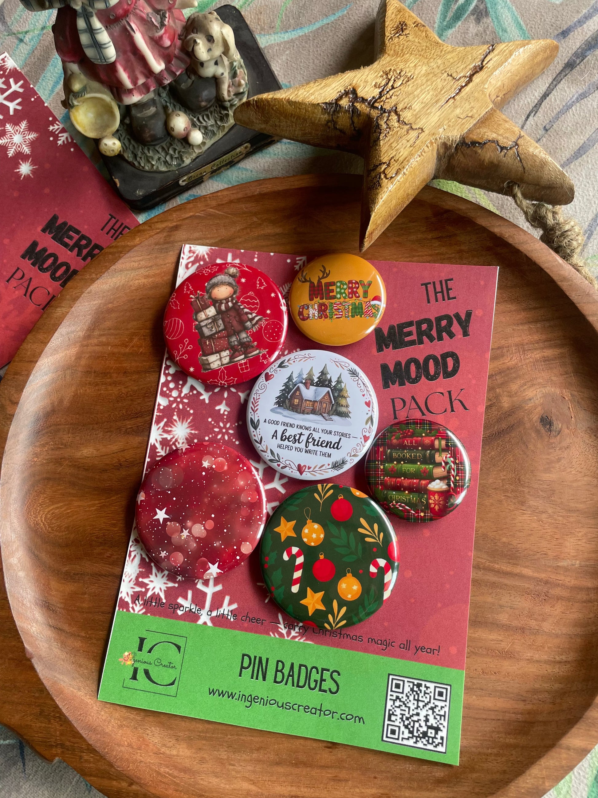 The Merry Mood Christmas Pack: Pin Badge Pack of Six. 