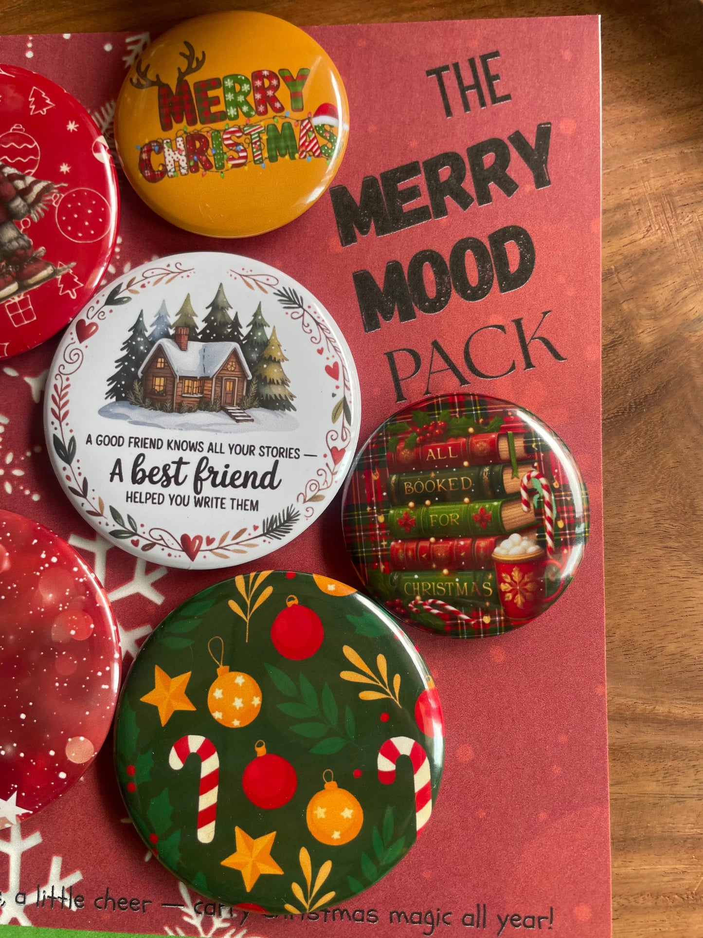 The Merry Mood Christmas Pack: Pin Badge Pack of Six. 