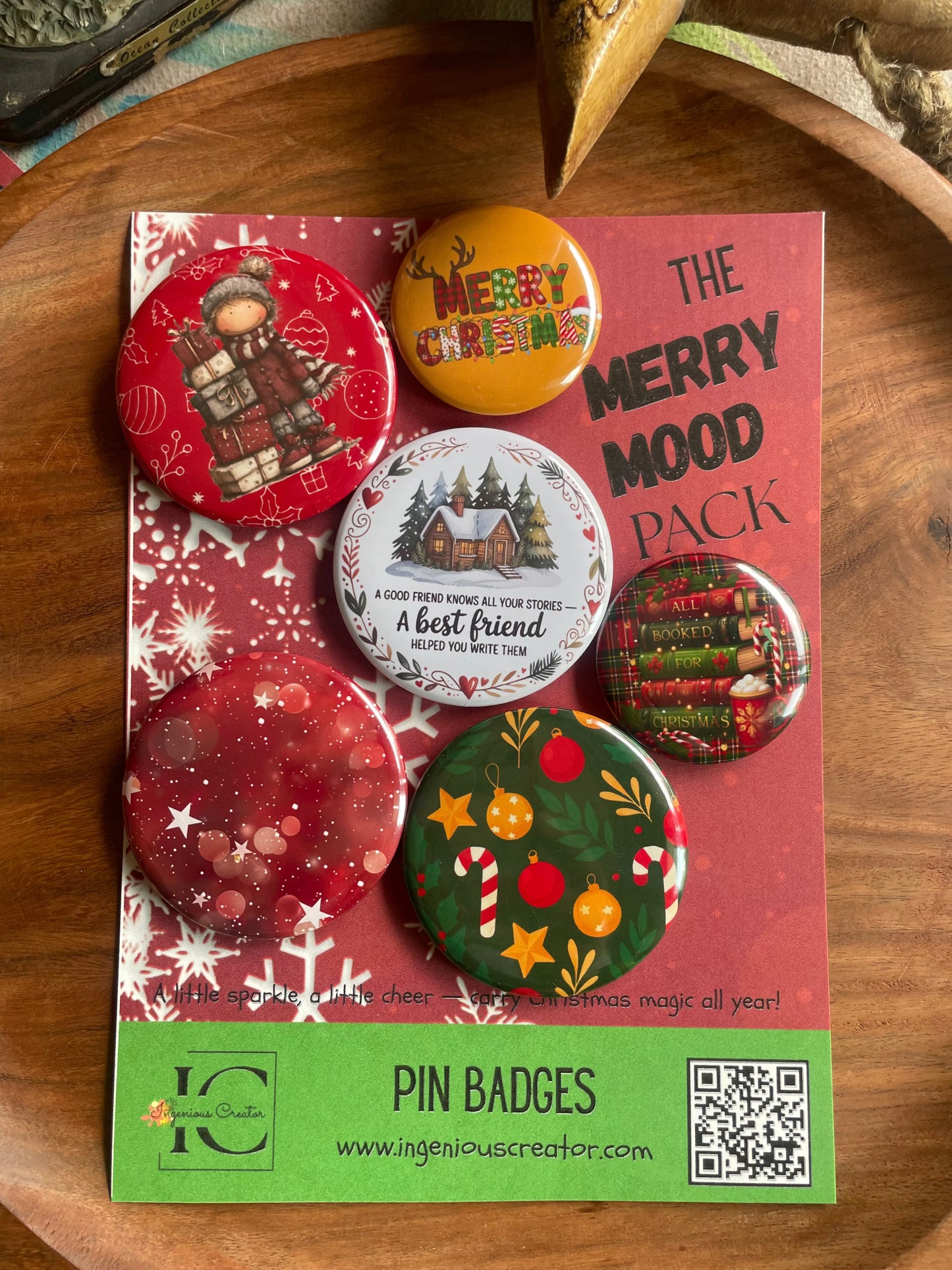 The Merry Mood Christmas Pack: Pin Badge Pack of Six. 