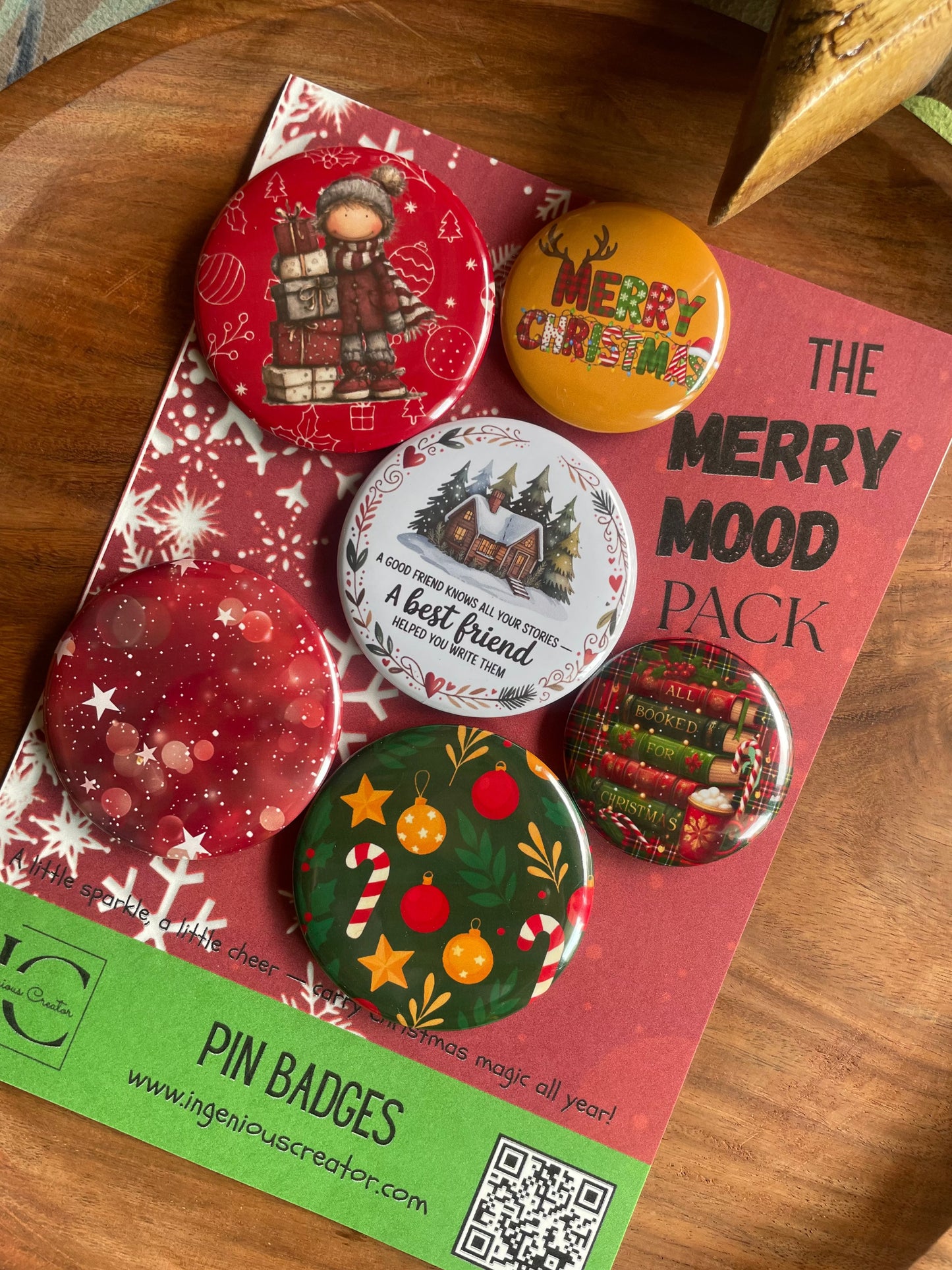 The Merry Mood Christmas Pack: Pin Badge Pack of Six. 