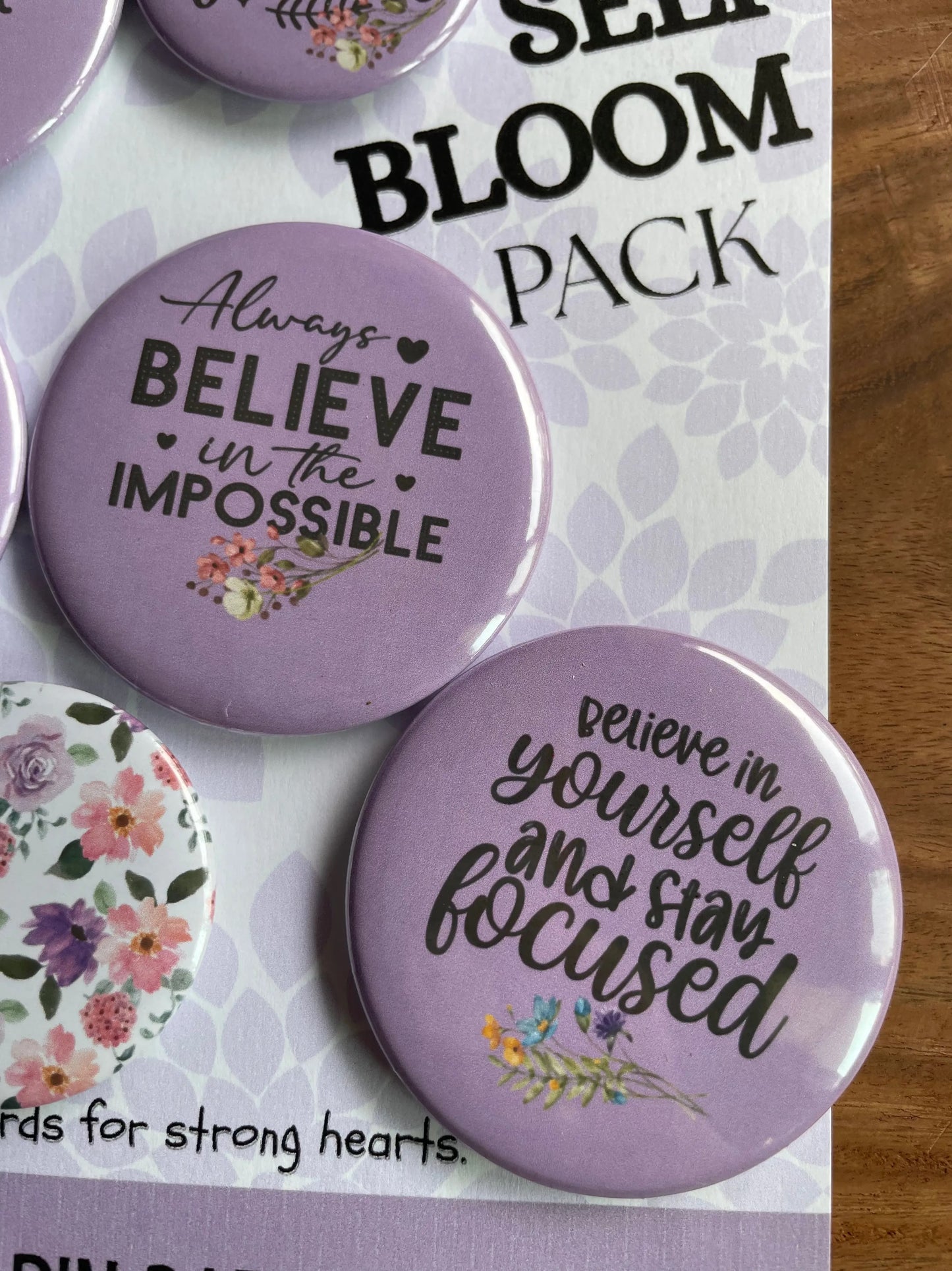 Self Bloom Pack: Pin Badge Pack of Six. 