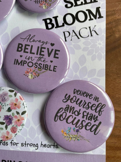 Self Bloom Pack: Pin Badge Pack of Six. 
