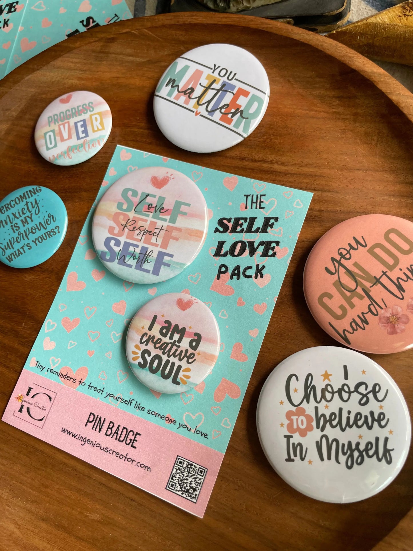 Self Love Mystery Pack: Pin Badge Pack of Two. 