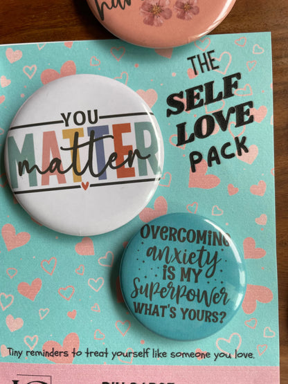 Self Love Mystery Pack: Pin Badge Pack of Two. 