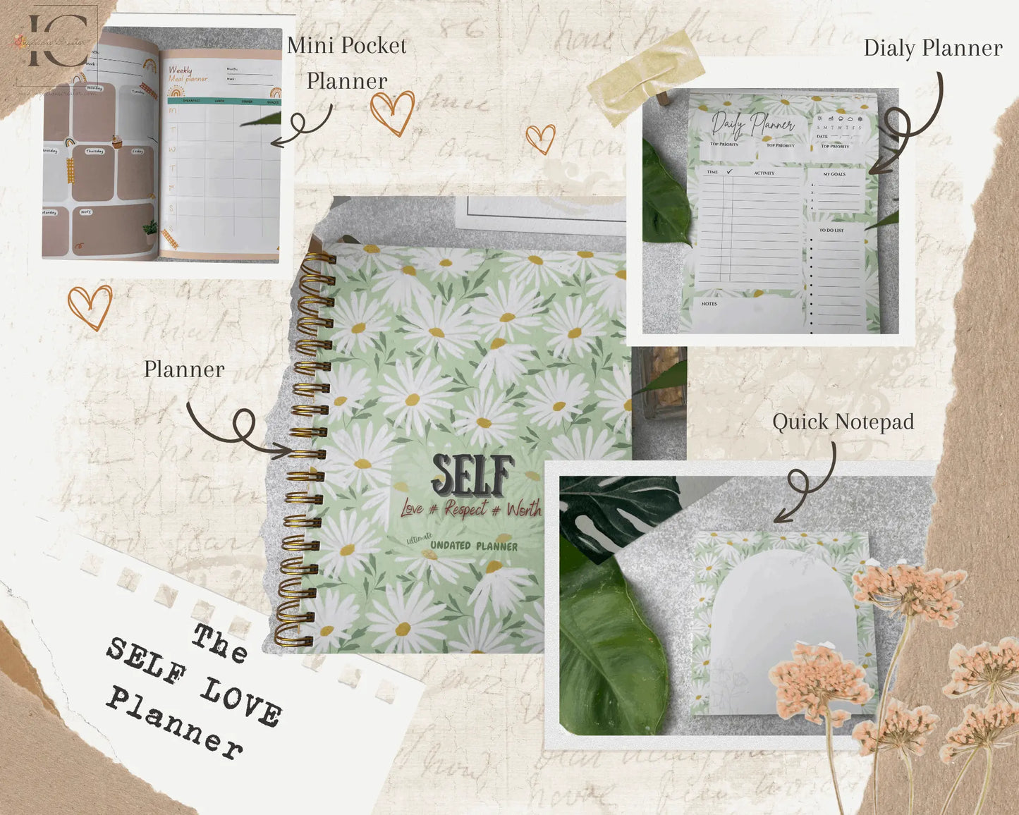 The Ultimate Undated Planner - Self Love Floral Combo - Ingenious Creator's Store
