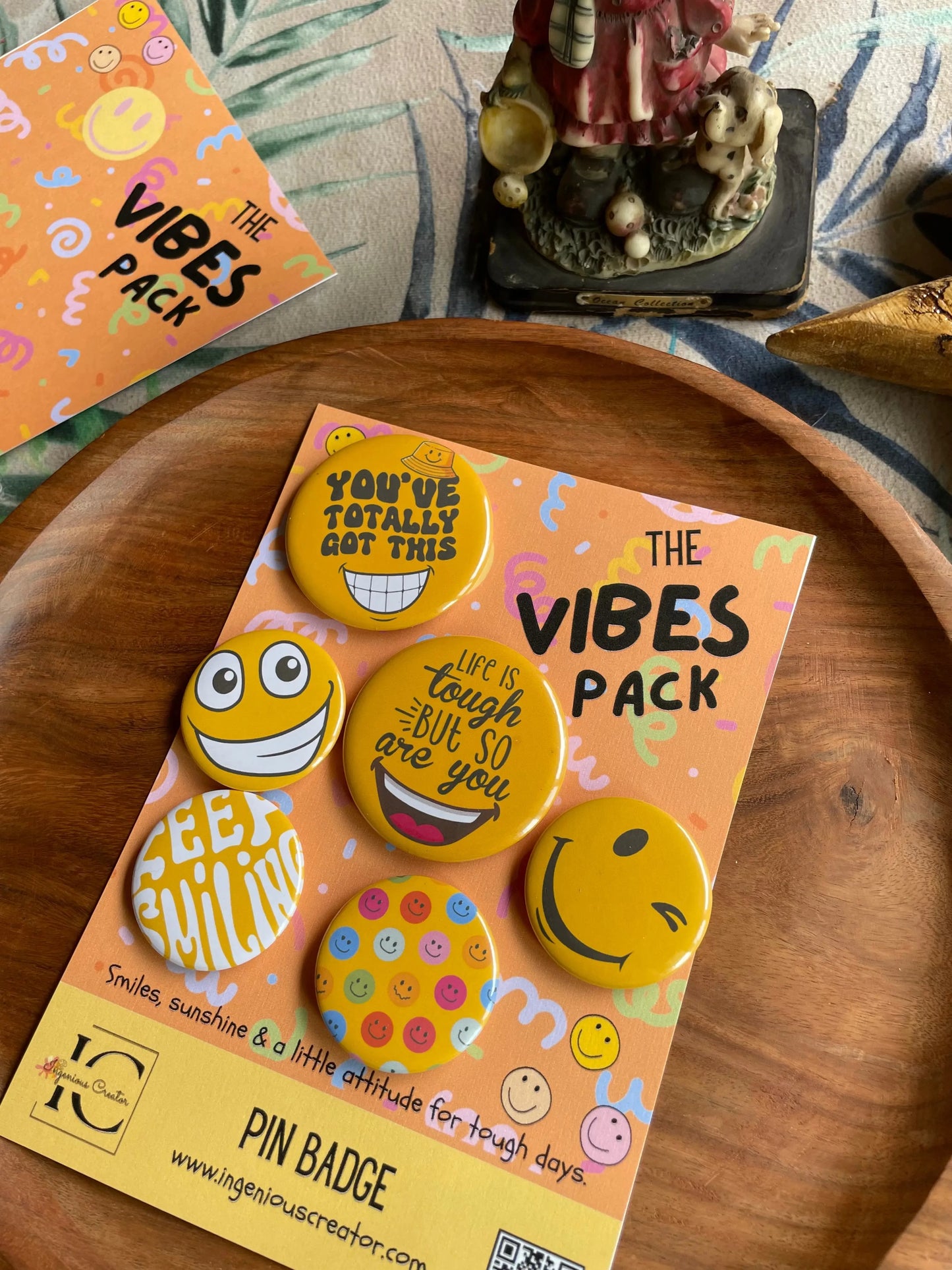 The Vibes Pack: Pin Badge Pack of Seven. 